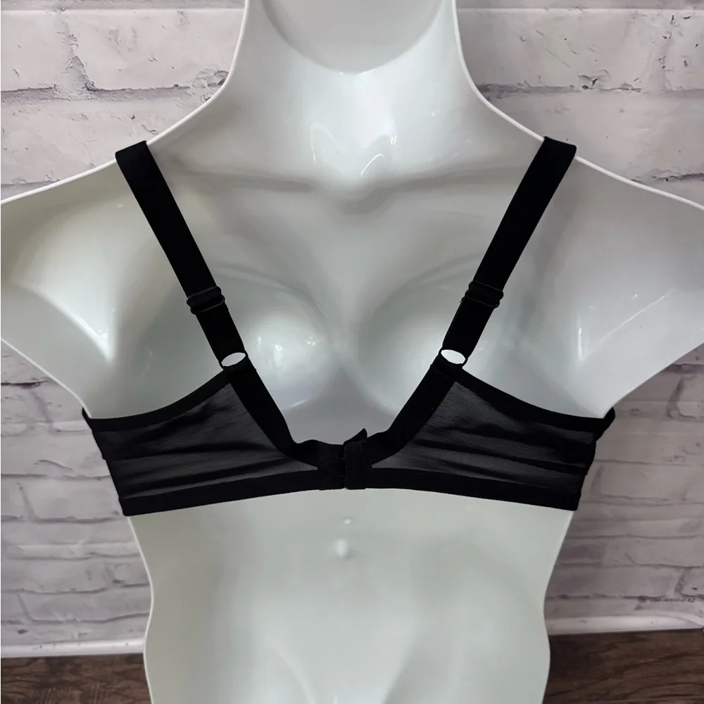 Elomi Sachi Plunge Bra Underwire Unlined‎ USA 38DDD Strappy Sheer Black New